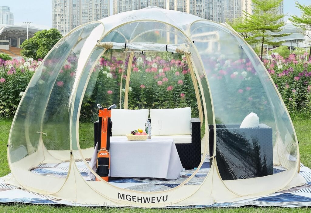 Clear Tent Pop Up Bubble Tent for Gazebos and Garden Portable Igloo Tent, Star Tent for 8-12Person Weatherproof and Coldproof Transparent Camping Tent (12x12x8,8Panel)