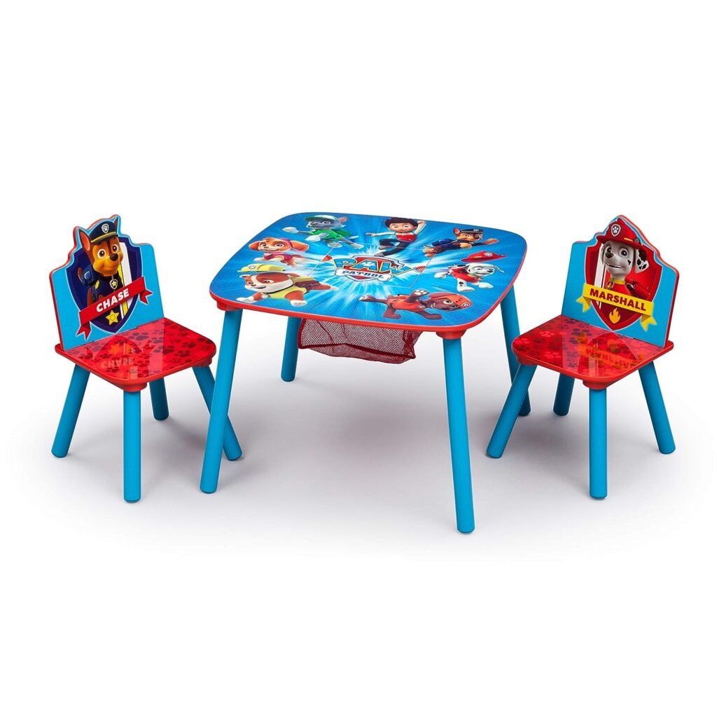 Delta Children Kids Table and Chair Set With Storage (2 Chairs Included) - Ideal for Arts  Crafts, Snack Time, Homeschooling, Homework  More, Nick Jr. PAW Patrol