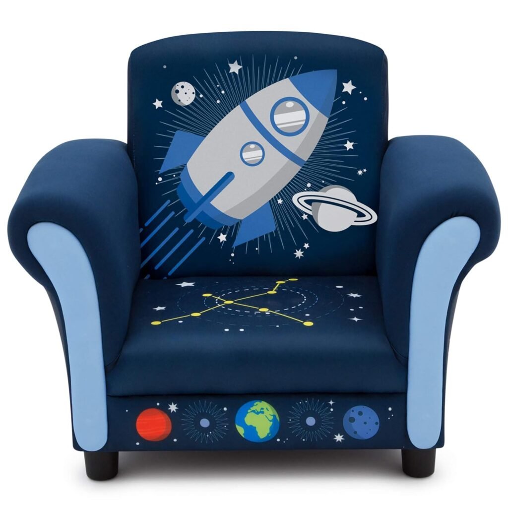 Delta Children Space Adventures Kids Upholstered Chair, Blue