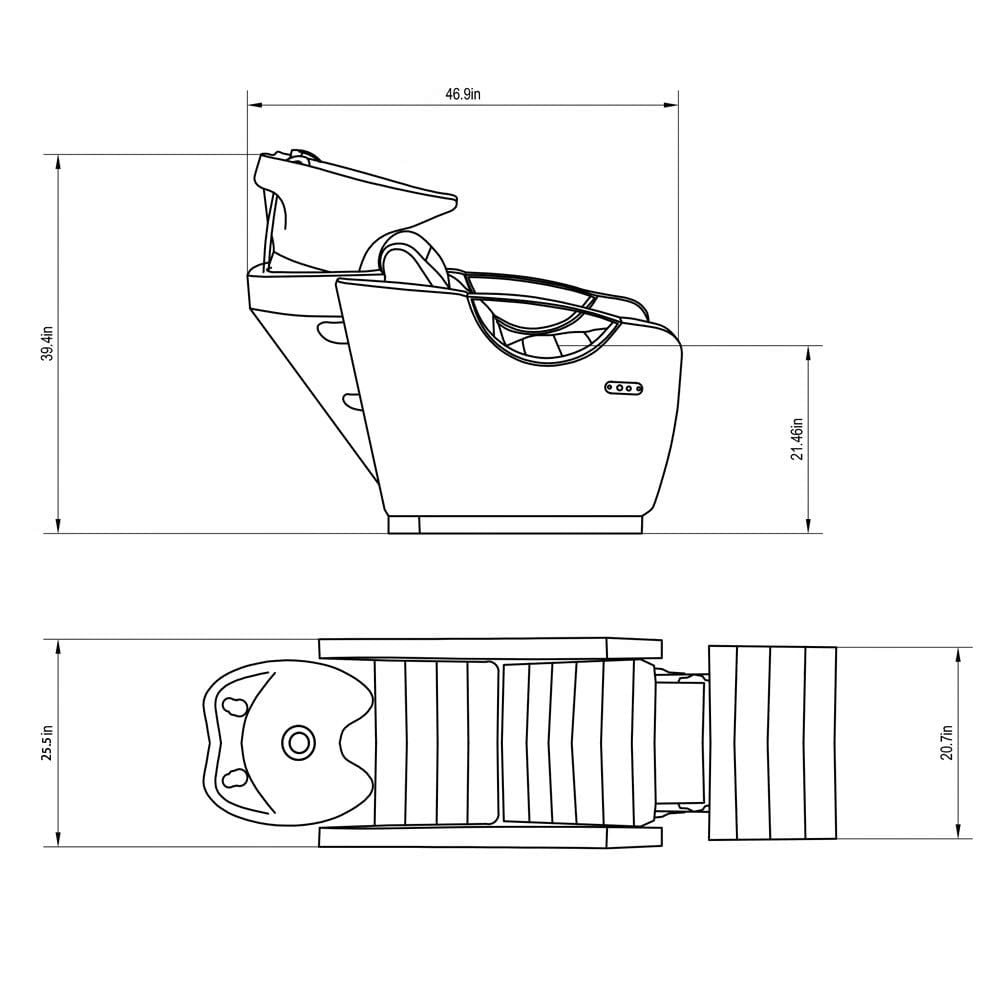 Dir Beauty Salon Full Body Massage Shampoo BACKWASH Unit with Tilting Ceramic Sink Station Reclining BACKREST  Electrical Adjusting FOOTREST - Bella III