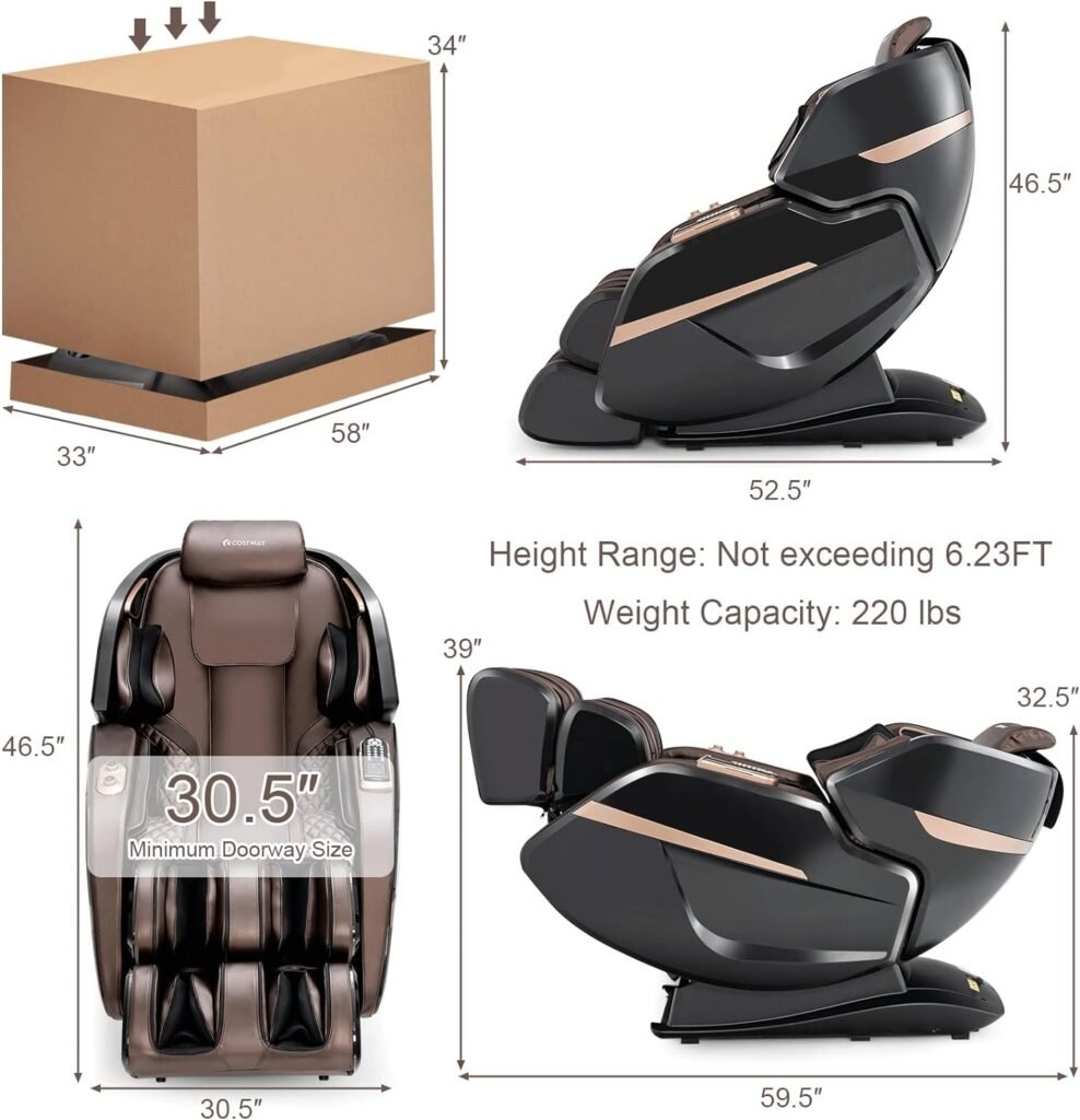 DLOETT 3D Double SL-Track Electric Full Body Zero Massage Chair w/Heat Roller