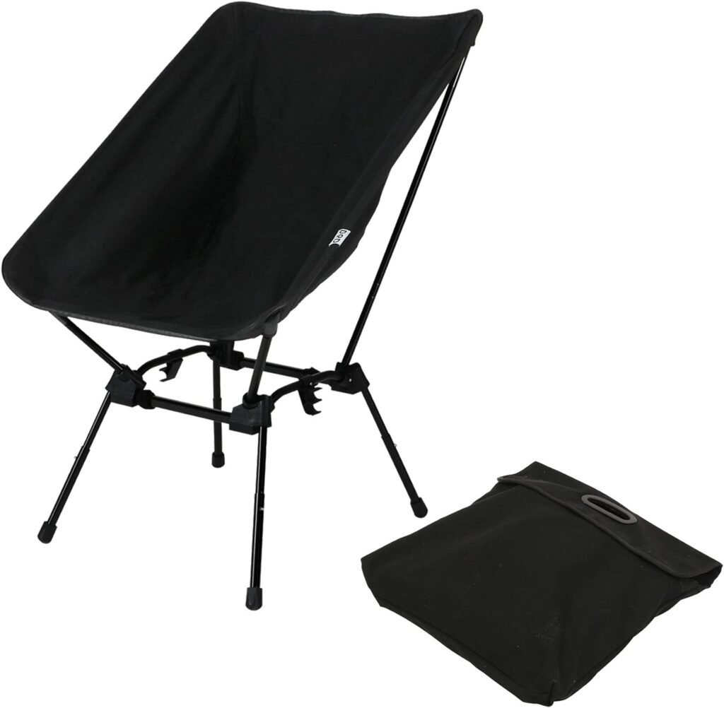 DOD Sugoi Chair - A Portable Camping and Backpacking Chair Adjustable to The Ideal Height and Seating Angle for Any Outdoor Activity (Black)