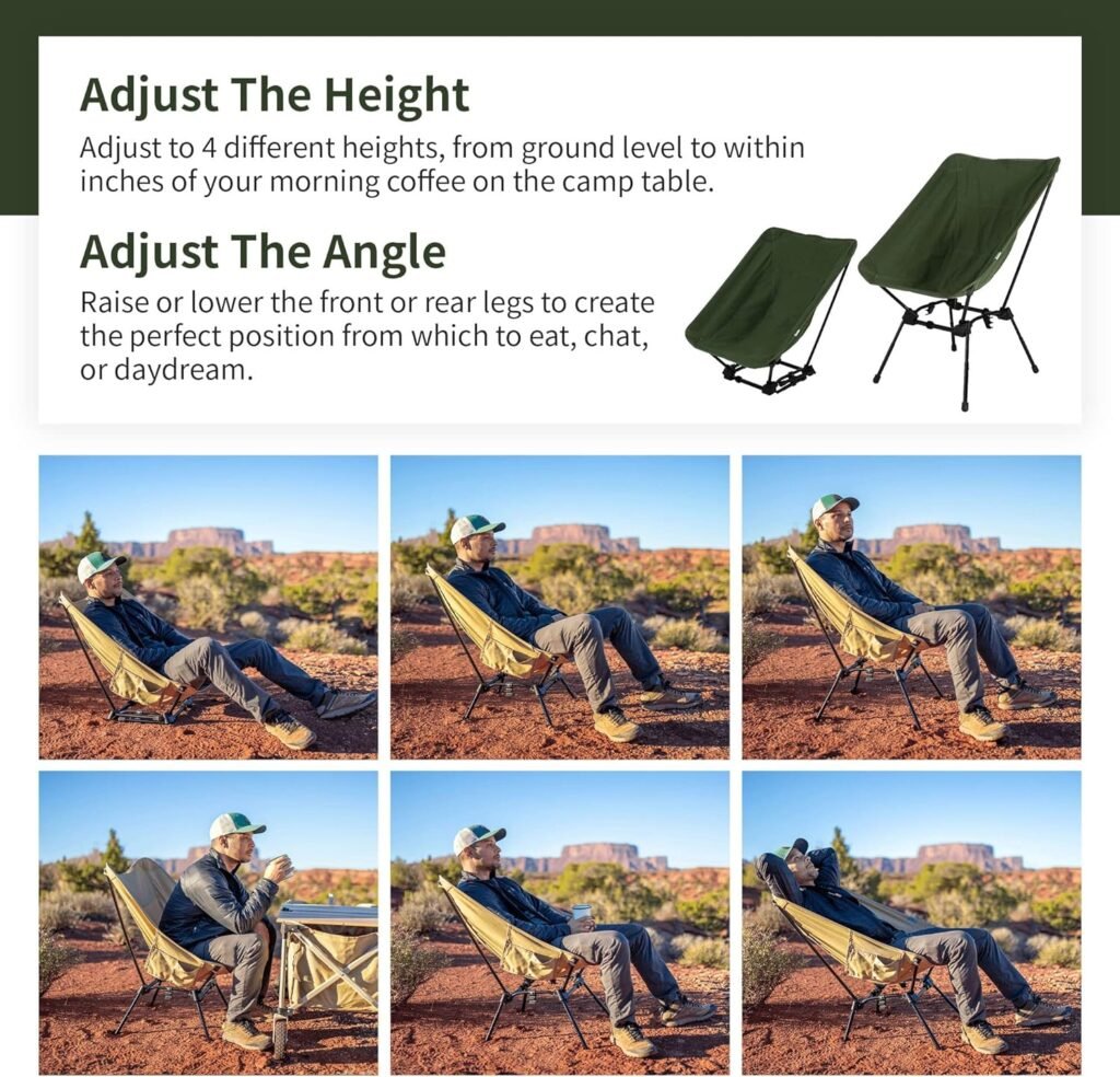 DOD Sugoi Chair - A Portable Camping and Backpacking Chair Adjustable to The Ideal Height and Seating Angle for Any Outdoor Activity (Black)