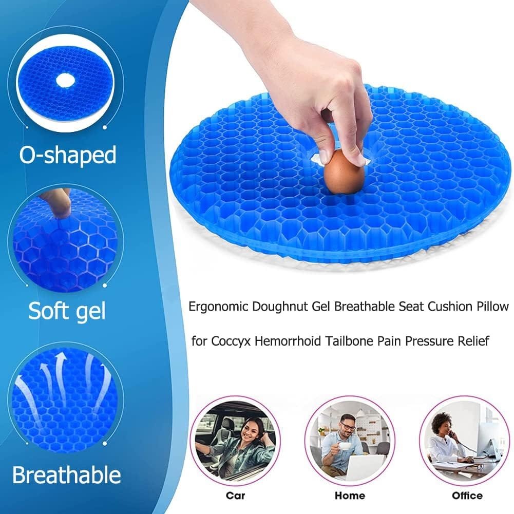 Donut Pillow for Tailbone Pain, Gel Seat Cushion Donut Cushion Hemorrhoid Relief Butt Cushion - Breathable Honeycomb Office Chair Car Gel Cushion for Coccyx Bed Sores Sciatica Postpartum Pregnancy