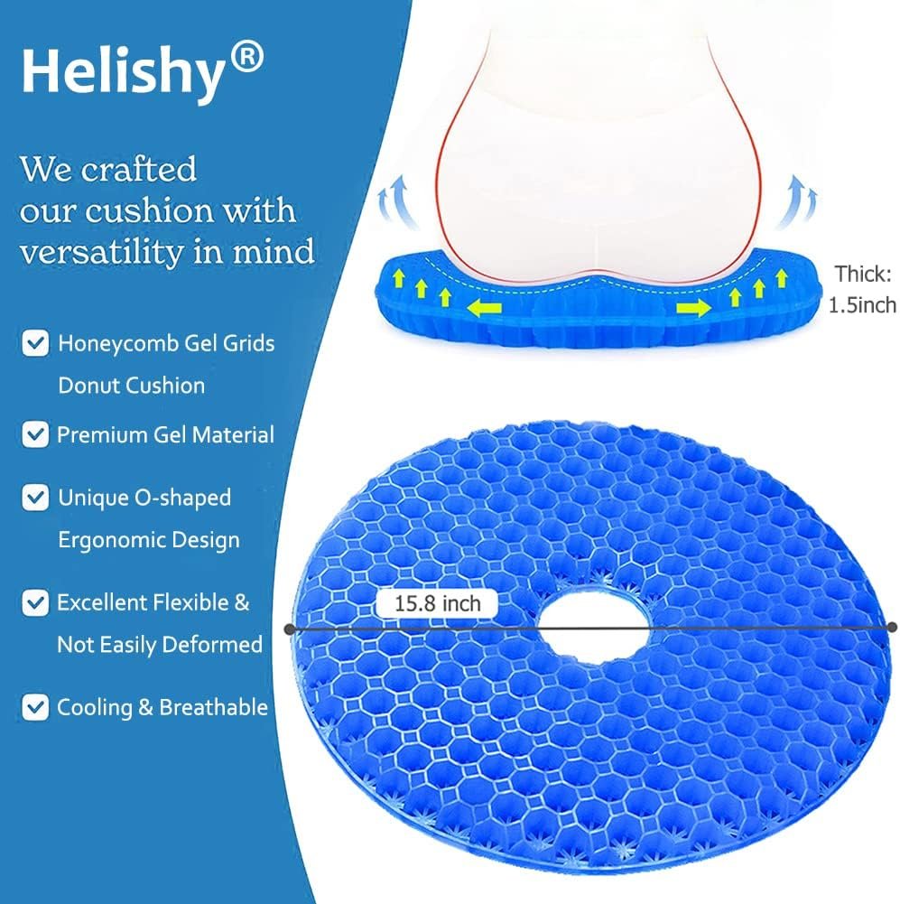 Donut Pillow for Tailbone Pain, Gel Seat Cushion Donut Cushion Hemorrhoid Relief Butt Cushion - Breathable Honeycomb Office Chair Car Gel Cushion for Coccyx Bed Sores Sciatica Postpartum Pregnancy