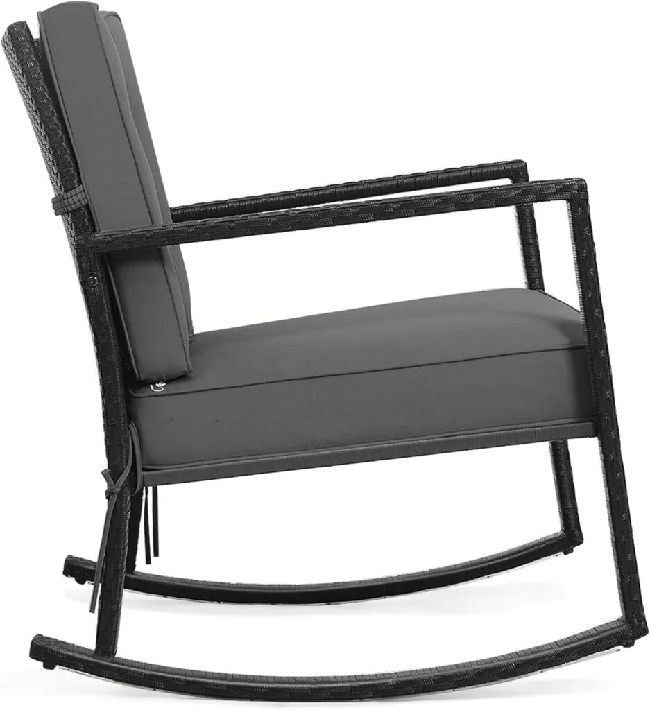 DORTALA Wicker Rocking Chair, Outdoor Glider Rattan Rocker Chair with Cushion for Garden, Porch, Backyard, Poolside, Grey DORTALA Wicker Rocking Chair, Outdoor Glider Rattan Rocker Chair with Cushion for Garden, Porch, Backyard, Poolside, Grey