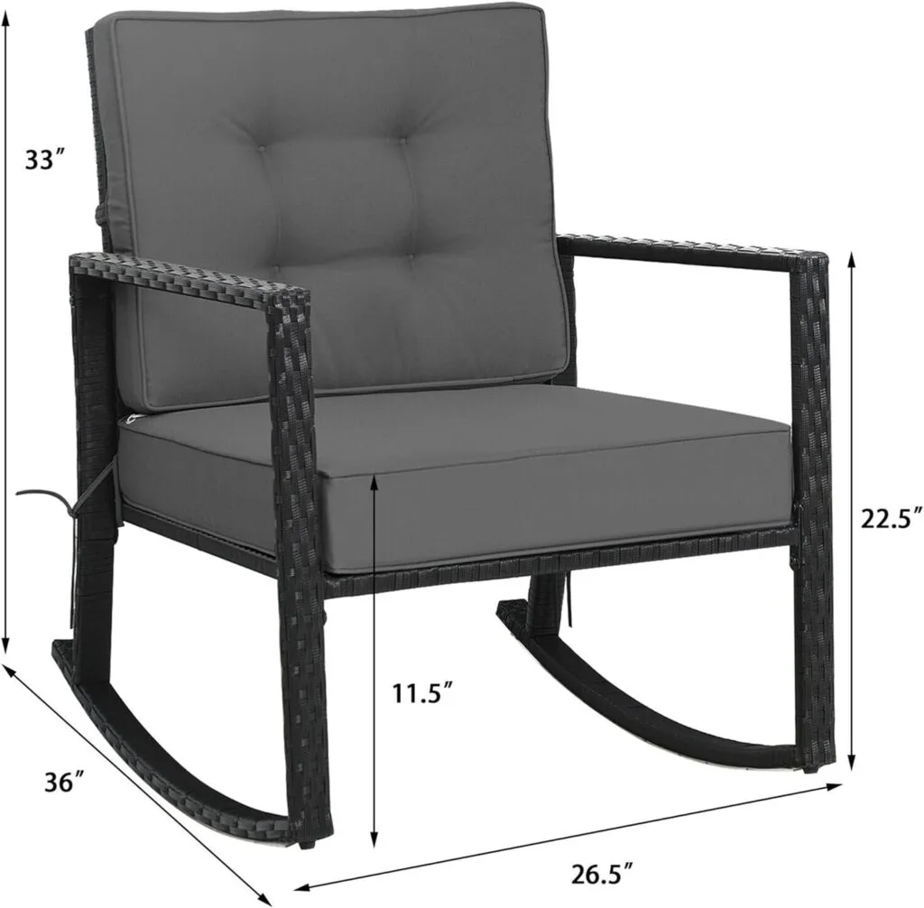DORTALA Wicker Rocking Chair, Outdoor Glider Rattan Rocker Chair with Cushion for Garden, Porch, Backyard, Poolside, Grey DORTALA Wicker Rocking Chair, Outdoor Glider Rattan Rocker Chair with Cushion for Garden, Porch, Backyard, Poolside, Grey