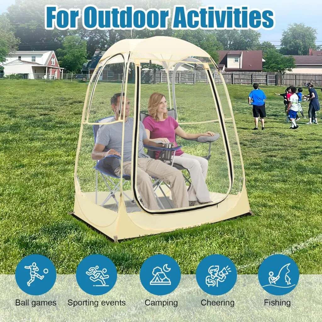 Eapele Sports Tent, Instant Pop-Up Tent Shelter, 50x50x62H Outdoor Clean Bubble Tent, Provides Rain Tent Protection for Watching Sports Events, Camping, Fishing, Cheering, and Parades Eapele Sports Tent, Instant Pop-Up Tent Shelter, 50x50x62H Outdoor Clean Bubble Tent, Provides Rain Tent Protection for Watching Sports Events, Camping, Fishing, Cheering, and Parades