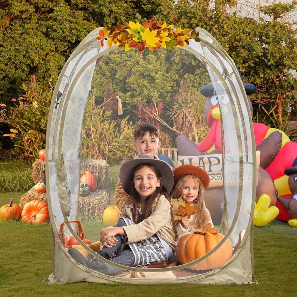 EighteenTek Thanksgiving Decoration Sports Tent - Instant Tent Shelter - Outdoor Bubble Tent 1-6 Person - Rain Tent Camping Sun Shelter Pop Up - Clear, Patent Protected Design