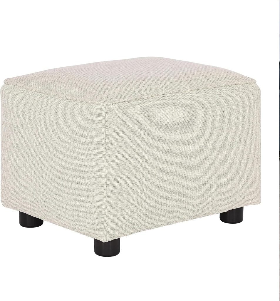 Evolur Holland Upholstered Ottoman In Thunder, Foot Rest Stool For Nursing Moms, Tool-Free Assembly, Made For Every Décor