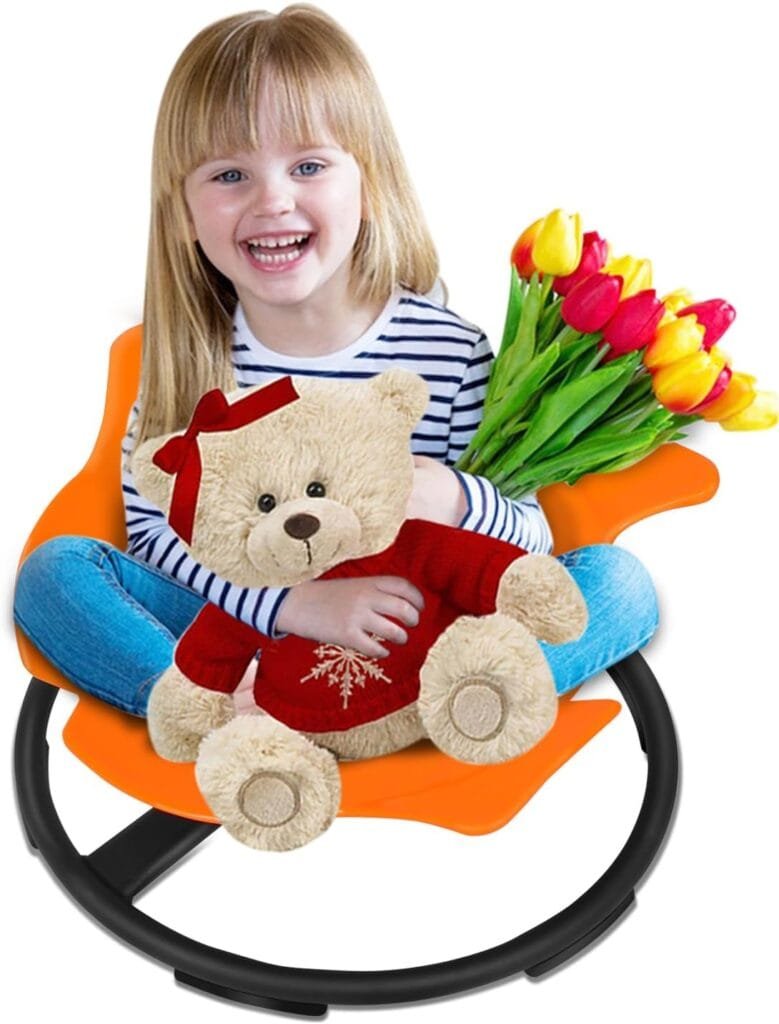 FAHKNS Carousel Spin Sensory Chair for Kids, Body Balance Physical Therapy Equipment Sit and Spin Swivel Chair,Sensory Toy Chair Indoor Outdoor Play Aged 2-10 Size 9’’DX22.8’’W X11.8’’H