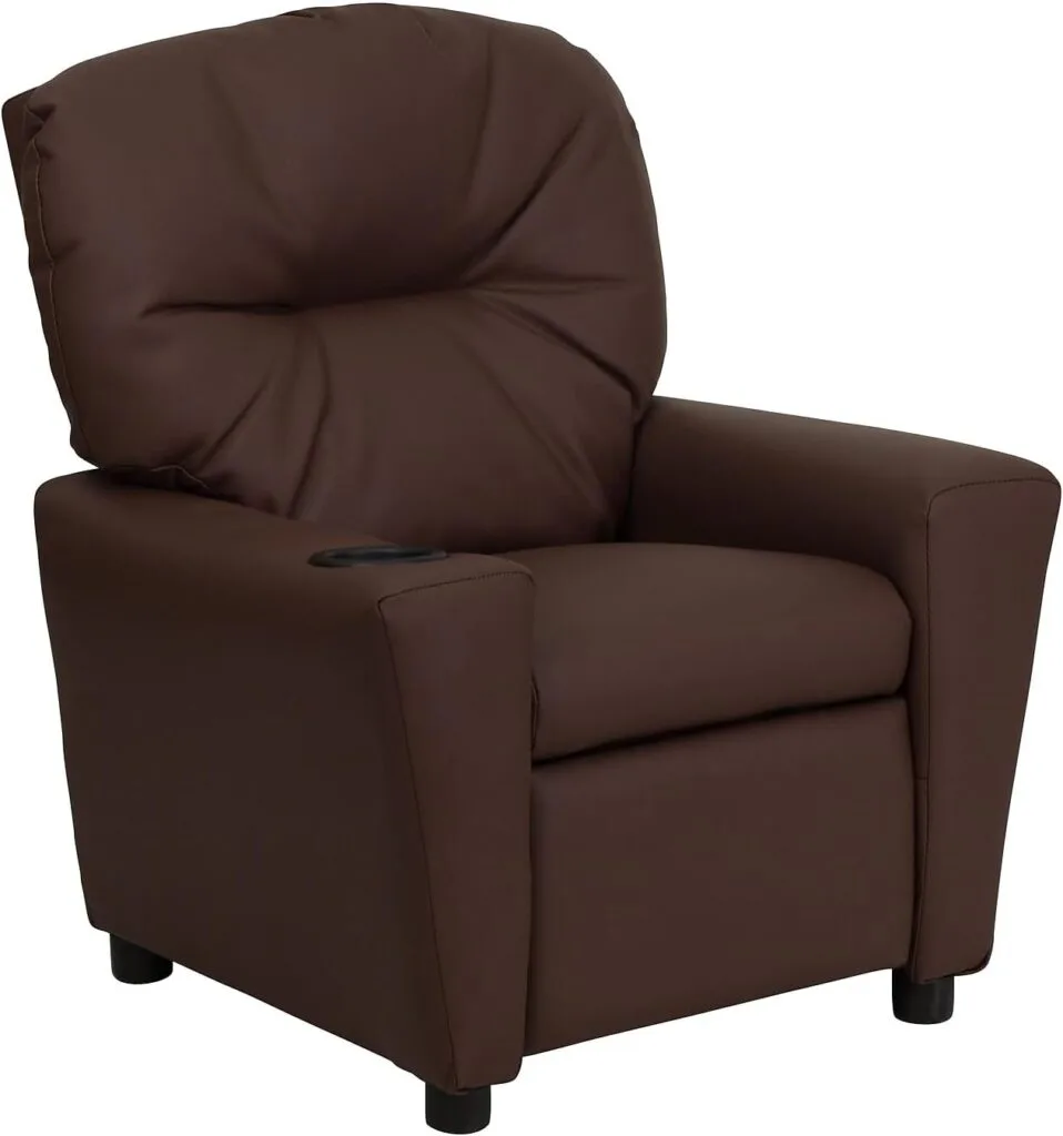 Flash Furniture Chandler Contemporary Brown LeatherSoft Kids Recliner with Cup Holder Flash Furniture Chandler Contemporary Brown LeatherSoft Kids Recliner with Cup Holder
