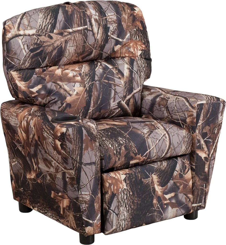 Flash Furniture Chandler Contemporary Camouflaged Fabric Kids Recliner with Cup Holder