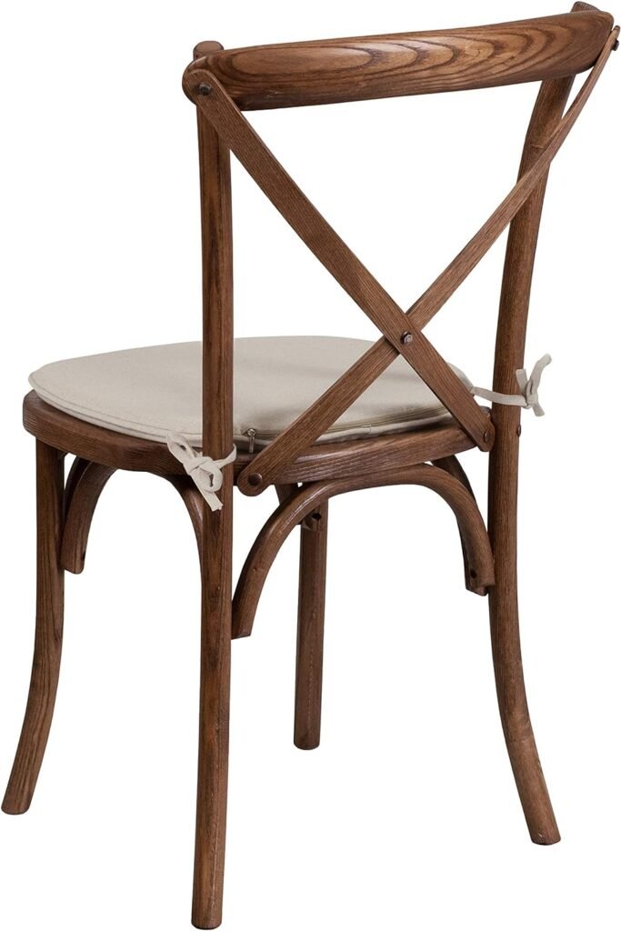 Flash Furniture HERCULES Series Stackable Pecan Wood Cross Back Chair with Cushion