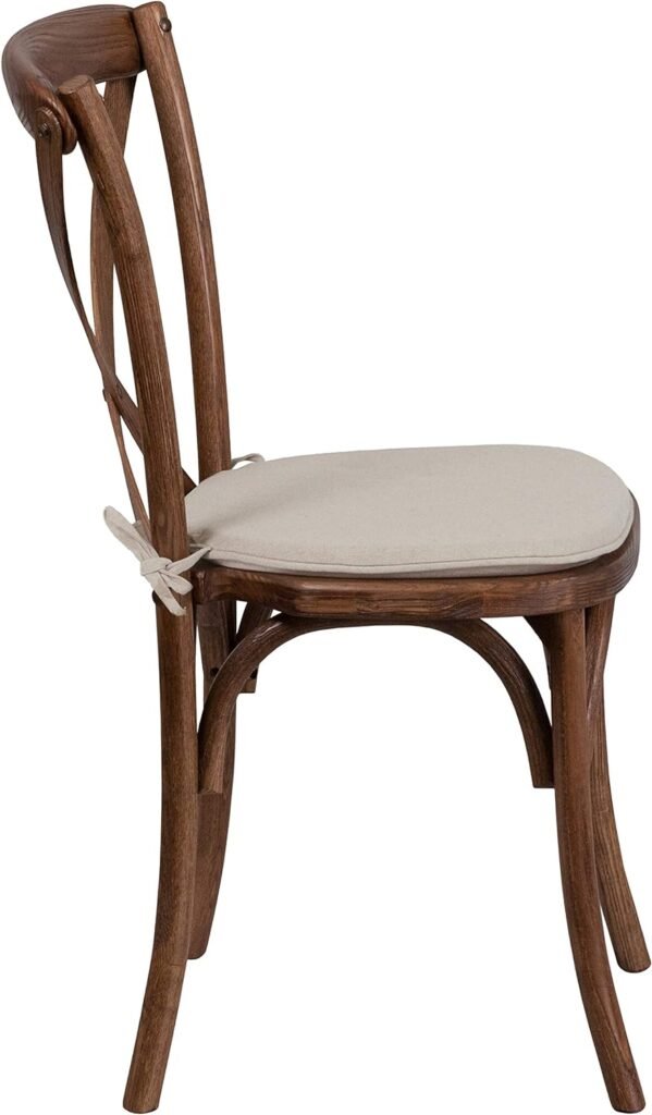 Flash Furniture HERCULES Series Stackable Pecan Wood Cross Back Chair with Cushion