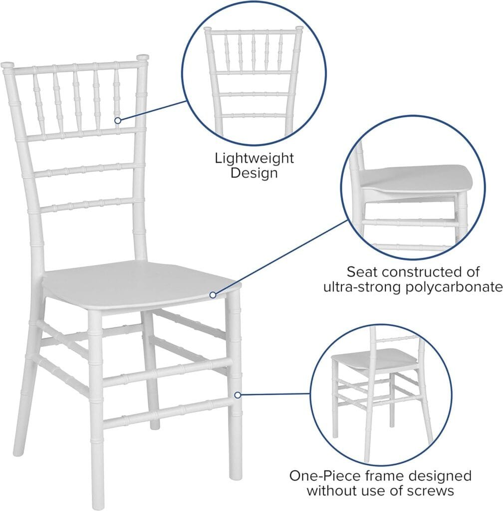Flash Furniture HERCULES Series White Resin Stacking Chiavari Chair