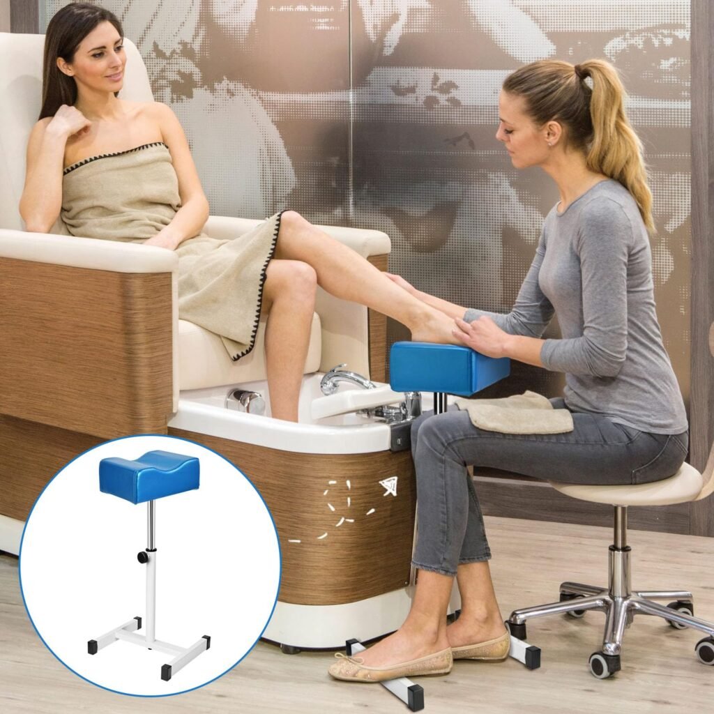 FLOLXNB Pedicure Manicure Footrest, Foot Massage Manicure Nail Beauty Stool Stand, Adjustable Height Footstool for Home Beauty Salon Spa Tattoo (Purple)