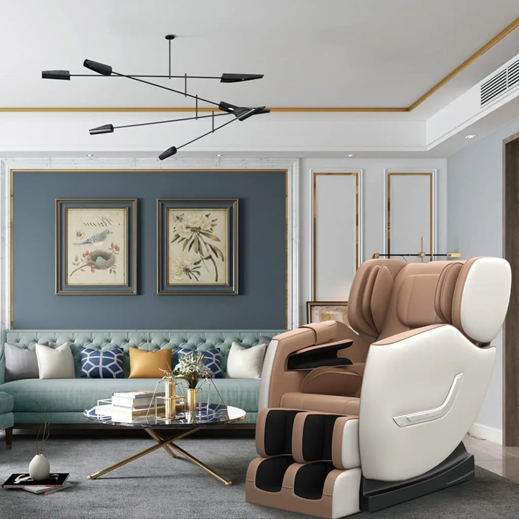 FOELRO 2022 Upgrade 2 Boxes Version Zero Gravity Recliner,Shiatsu Full Body Electric Massage Chair Built-in Bluetooth for Shoulders,arms,Back,Waist,Buttocks,Legs and feet (Khaki)