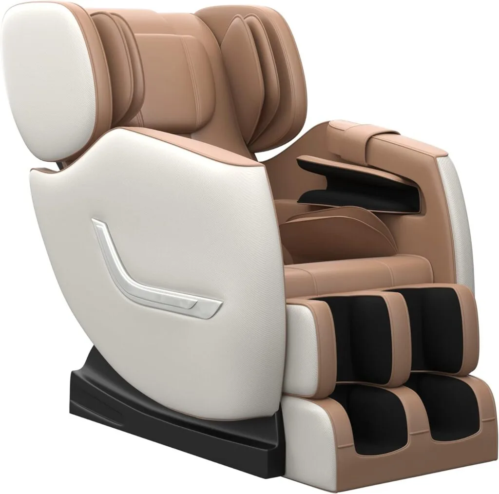 FOELRO 2022 Upgrade 2 Boxes Version Zero Gravity Recliner,Shiatsu Full Body Electric Massage Chair Built-in Bluetooth for Shoulders,arms,Back,Waist,Buttocks,Legs and feet (Khaki)