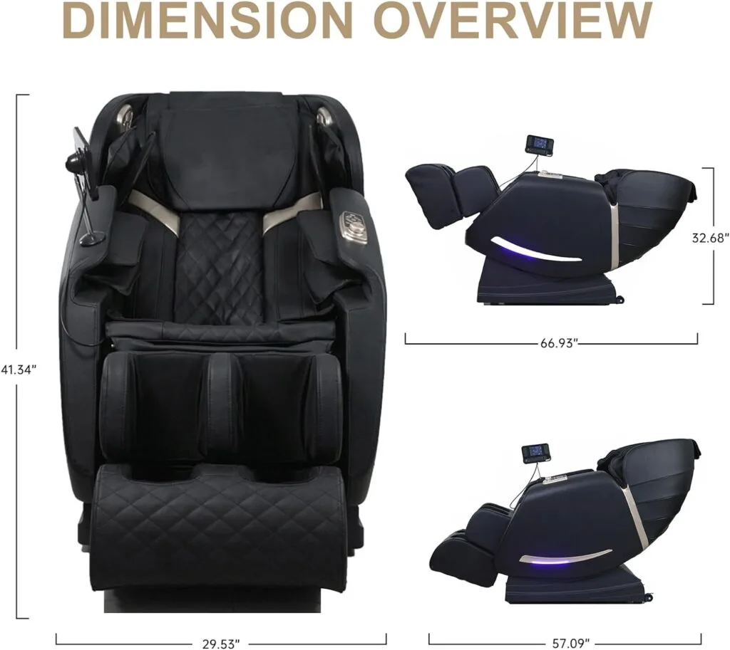 Full Body Massage Chair with Zero Gravity Recliner,with Two Control Panel: Smart Large Screen  Rotary Switch,spot kneading and Heating,Airbag Coverage,Suitable for Home Office