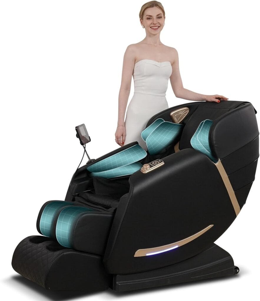 Full Body Massage Chair with Zero Gravity Recliner,with Two Control Panel: Smart Large Screen  Rotary Switch,spot kneading and Heating,Airbag Coverage,Suitable for Home Office