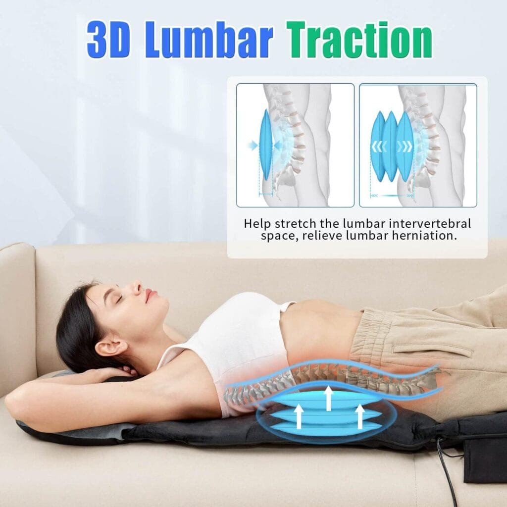 Full Body Massage Mat with Shiatsu Neck Massager, 3D Lumbar Traction  Relaxation, Back Heating, 4 Vibrating Motors, Full Body Massager for Neck Back Waist Hip Leg, Help Body Pain Relief  Circulation