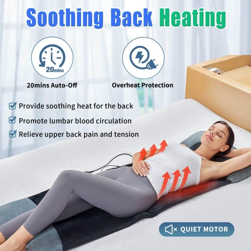 Full Body Massage Mat with Shiatsu Neck Massager, 3D Lumbar Traction  Relaxation, Back Heating, 4 Vibrating Motors, Full Body Massager for Neck Back Waist Hip Leg, Help Body Pain Relief  Circulation