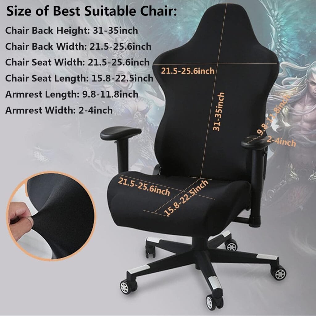 Gaming Chair Cover-Gaming Chair seat Cover 4pc/Set Gaming Chair Covers Stretchable with armrest Covers/Chair Back Covers/Chair seat Cover, Gamer Chair Cover of Computer Video Game Office Chair Cover
