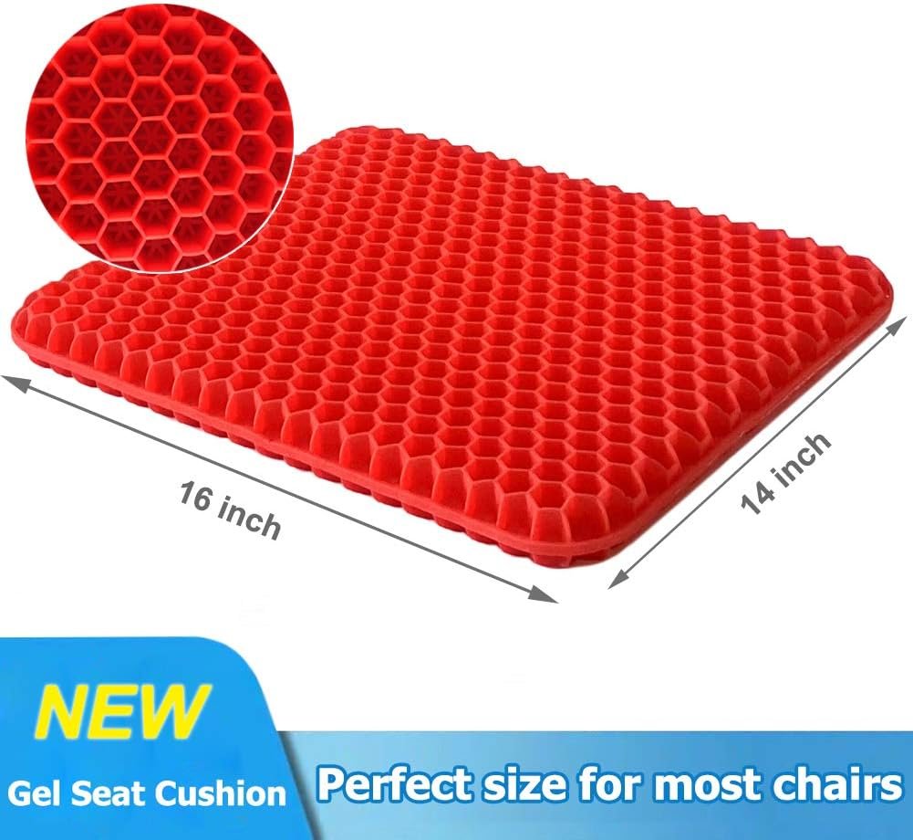 Gel Seat Cushion, Double Thick Egg Gel Cushion for Pressure Pain Relief, Breathable Wheelchair Cushion Chair Pads for Car Seat Office Chair (Orange)