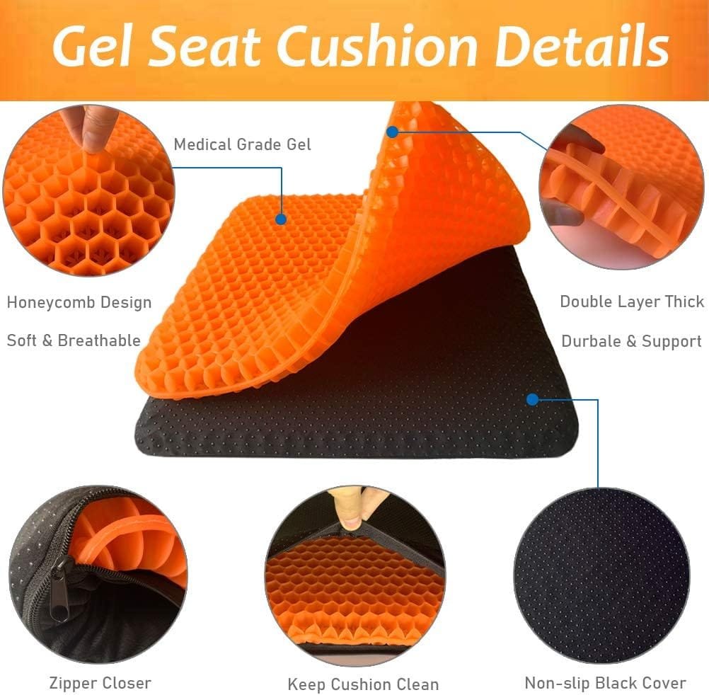 Gel Seat Cushion for Pressure Relief, Egg Sitting Gel Flex Cushion with Non-Slip Cover, Ventilation Breathable Honeycomb Egg Gel Cushion for Home Office Chairs Car Seat Wheelchairs (Green)