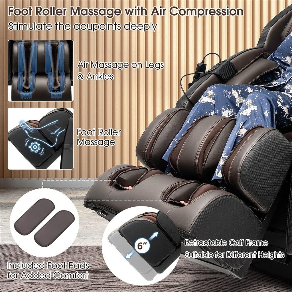 Generic Zero SL-Track Full Body Massage Chair w/Voice Control Heat Roller