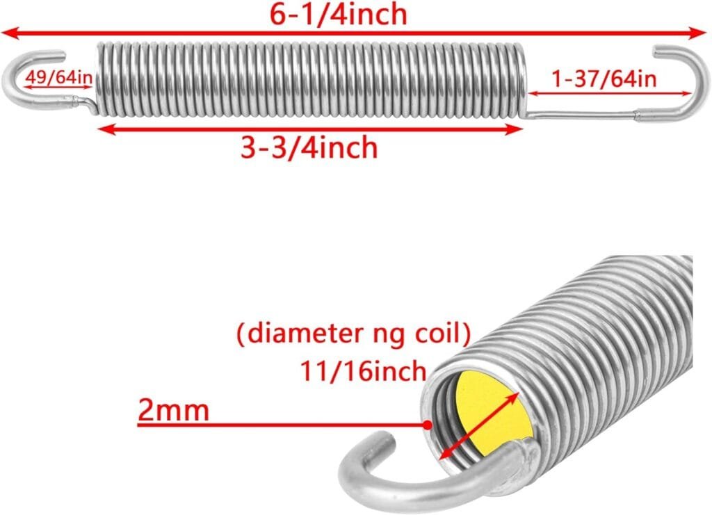 GNPADR 6-1/4 inch (2Pcs) Stainless Steel Replacement Recliner Sofa Chair Mechanism Tension Spring - Long Neck Hook Style