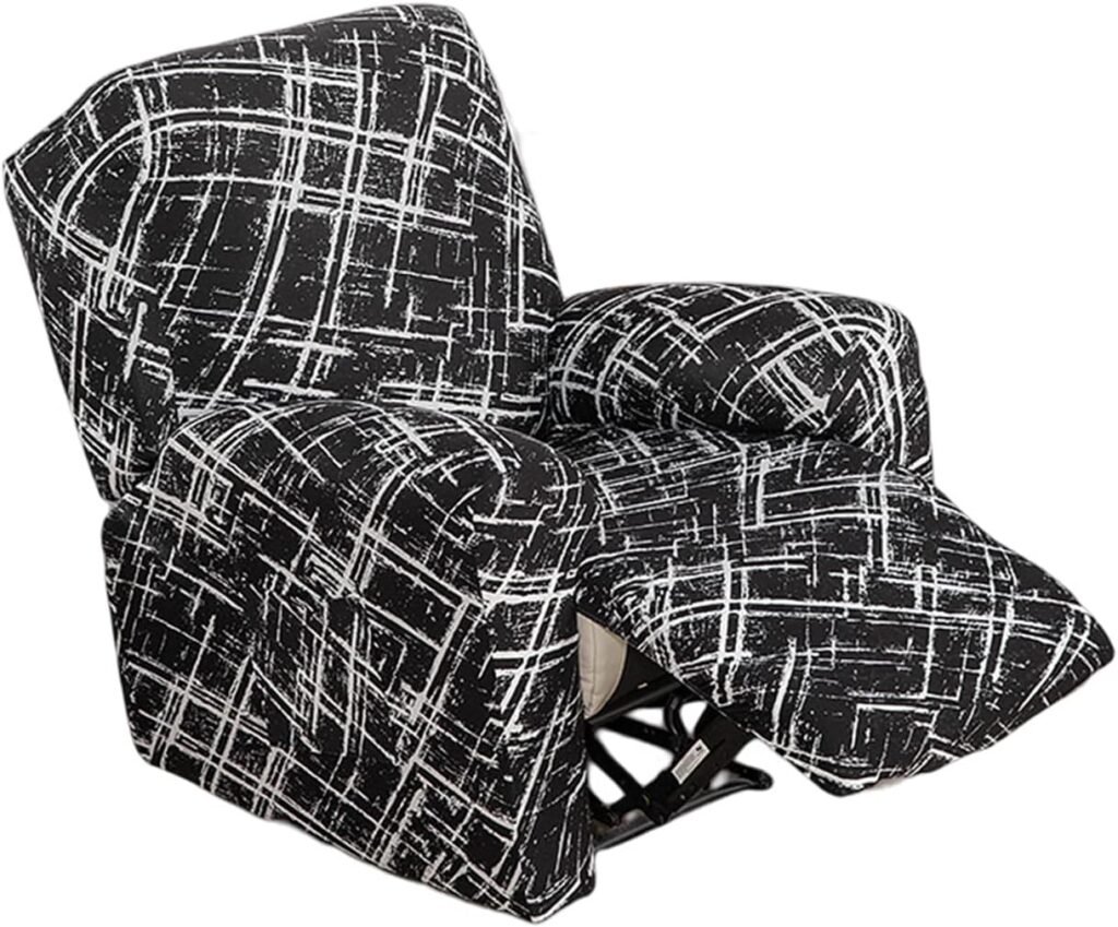 GOSTADY Recliner Slipcover 4Pieces Stretch Recliner Chair Cover Lazy Boy Chair Covers Sofa Slipcover with Side Pocket Elastic Bottom for Rocking Recliner Furniture Protector for Pets Kids Pattern12