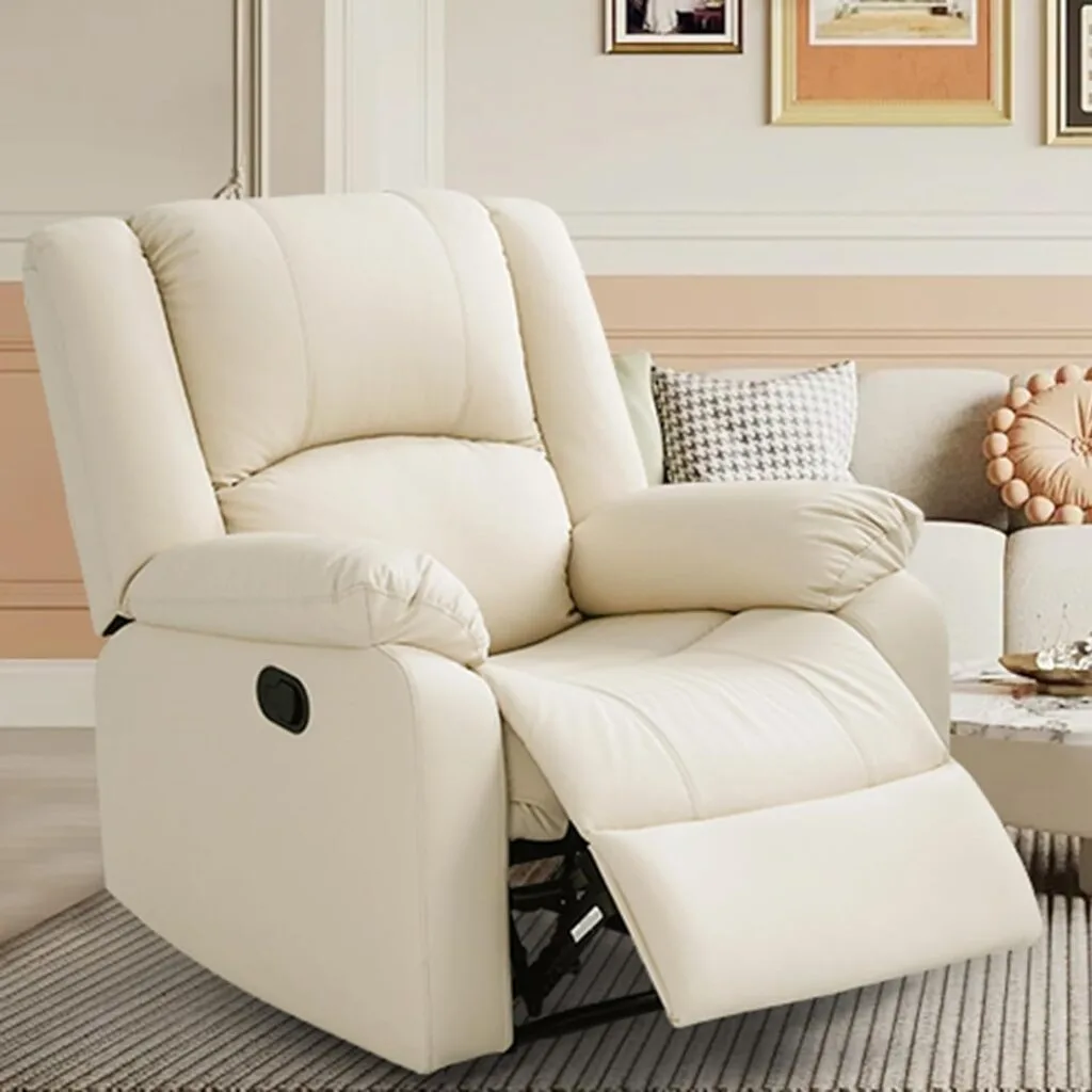 Grey Leather Recliner Chairs, Manual Recliner with Overstuffed Back and Arms for Adults, Living Room Chair, Lounge Chair with Upholstered Seat, Comfy Single Sofa Chair (Dark Grey) Grey Leather Recliner Chairs, Manual Recliner with Overstuffed Back and Arms for Adults, Living Room Chair, Lounge Chair with Upholstered Seat, Comfy Single Sofa Chair (Dark Grey)
