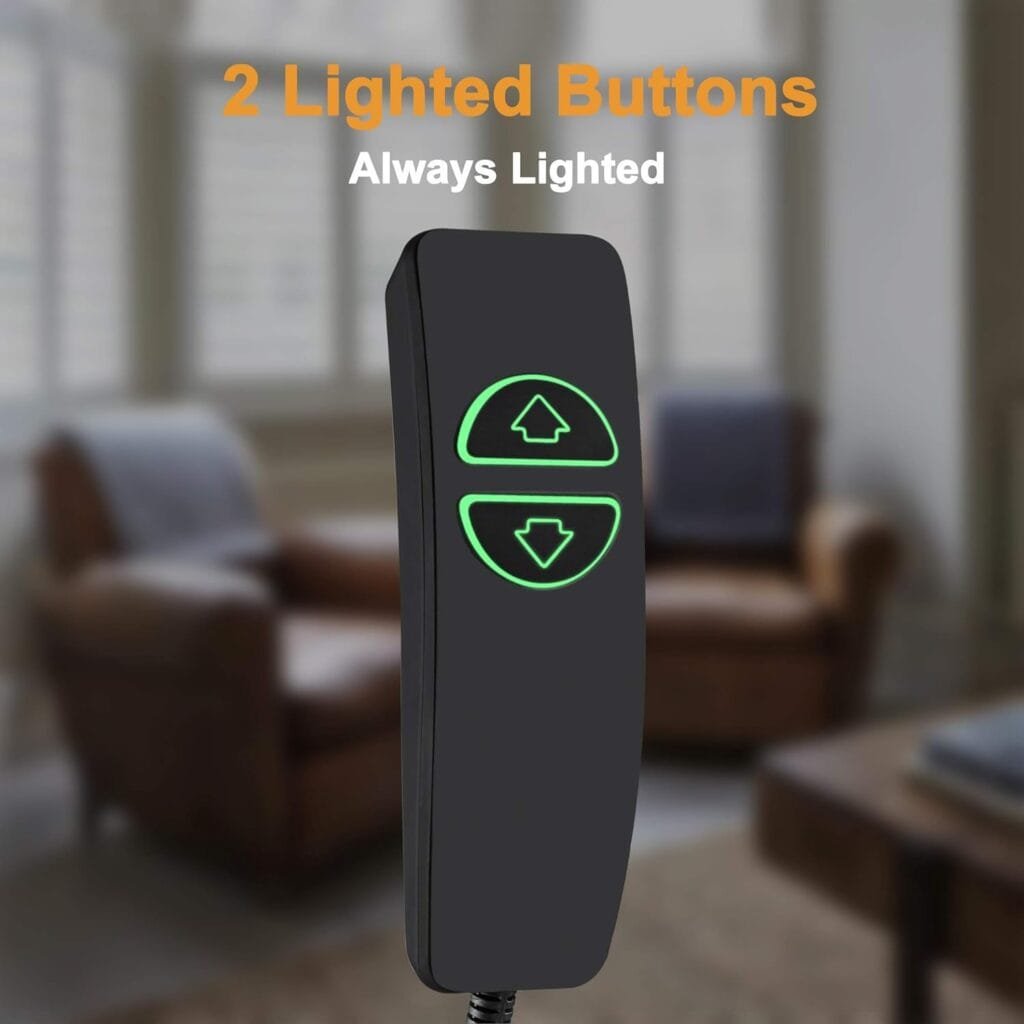 Hommoat Hand Remote Control for Power Lift Chair  Power Recliner, Replacement Remote Handset with 5 Pin, 2 Lighted Buttons CD001 (Black)