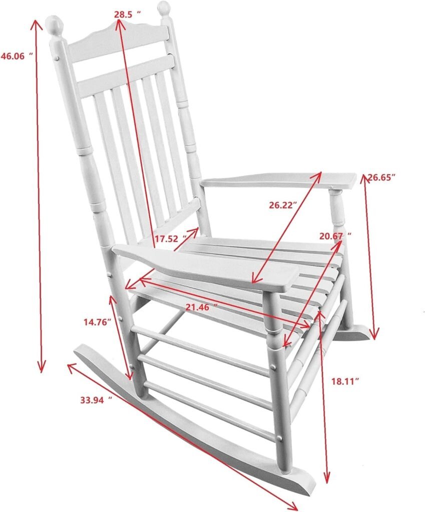 HomVent Rocking Chair Porch Rocking Chair,Wooden Rocker Chair with High Back,Rocking Chair for Indoor/Outdoor/Backyard/Garden/Balcony