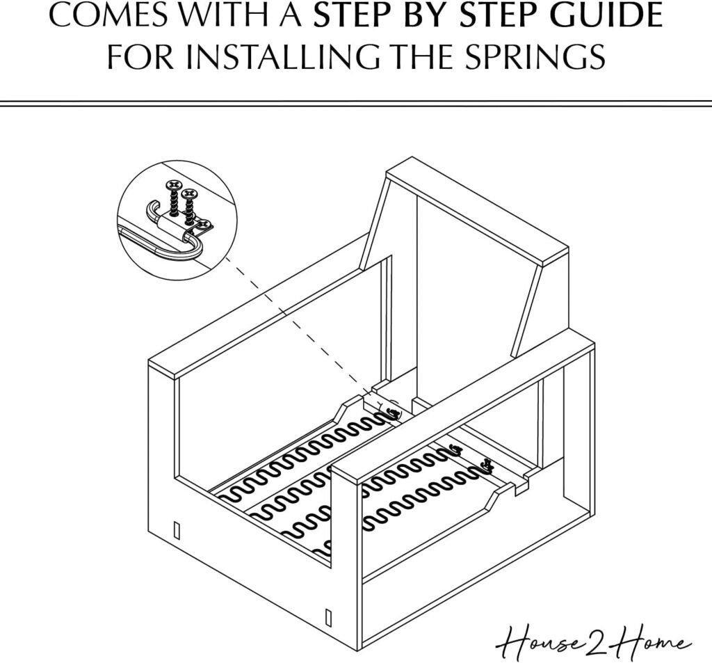 House2Home 18 Sofa Upholstery Spring Replacement, 2pk Repair Kit for Furniture Chair Couch and Recliner, Includes Screws, Clips, and Instructions