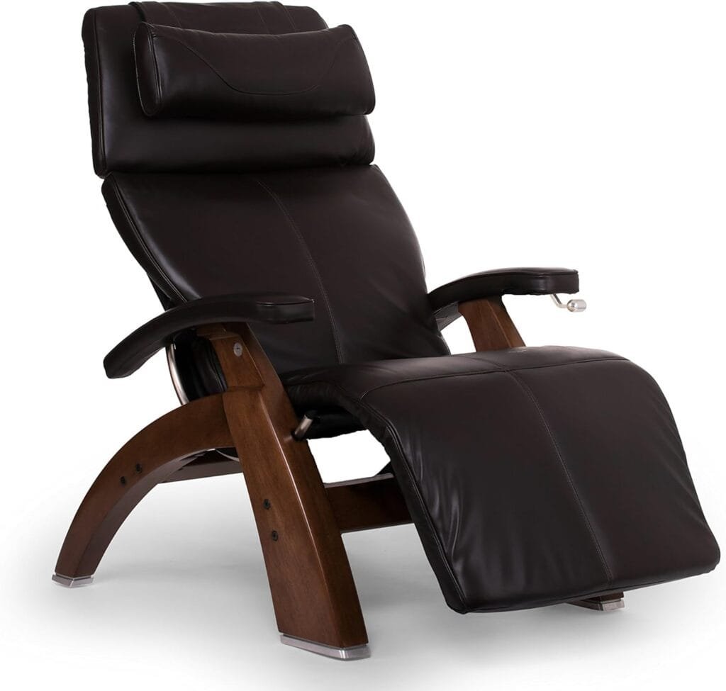 Human Touch PC-420 Live Perfect Chair Manual Walnut Zero-Gravity Recliner Fluid-Cell Cushion Memory Foam Jade Heat - Espresso Premium Leather