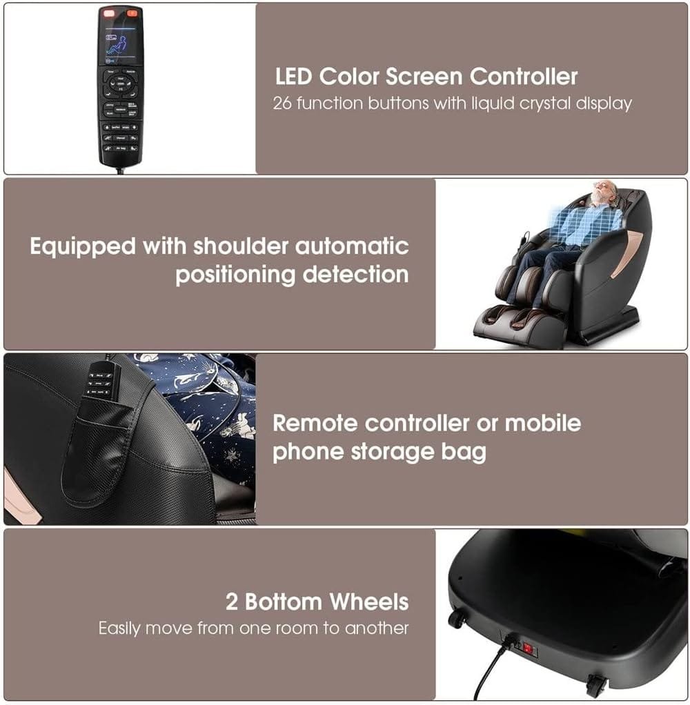 JAHH Zero SL-Track Full Body Massage Chair w/Voice Control Heat Roller