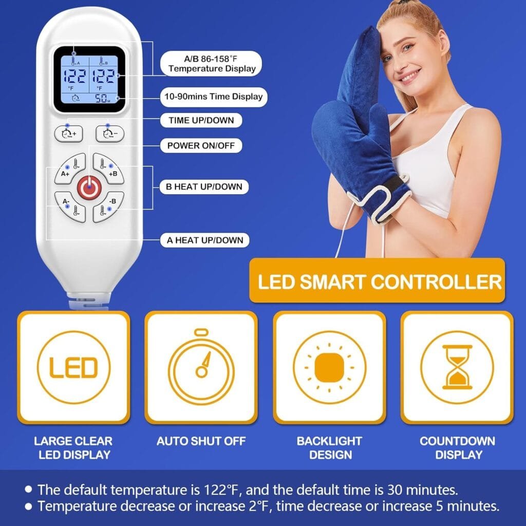JOBYNA 2 Pack Electric Heated Gloves for Hand Pain Relief, 86-158℉ Fast Wrist/Fingers/Whole Hand Heating Pad, Auto Shut Off, Hand Warmer Ideal for Arthritis Pain Relief  Carpal Tunnel Relief