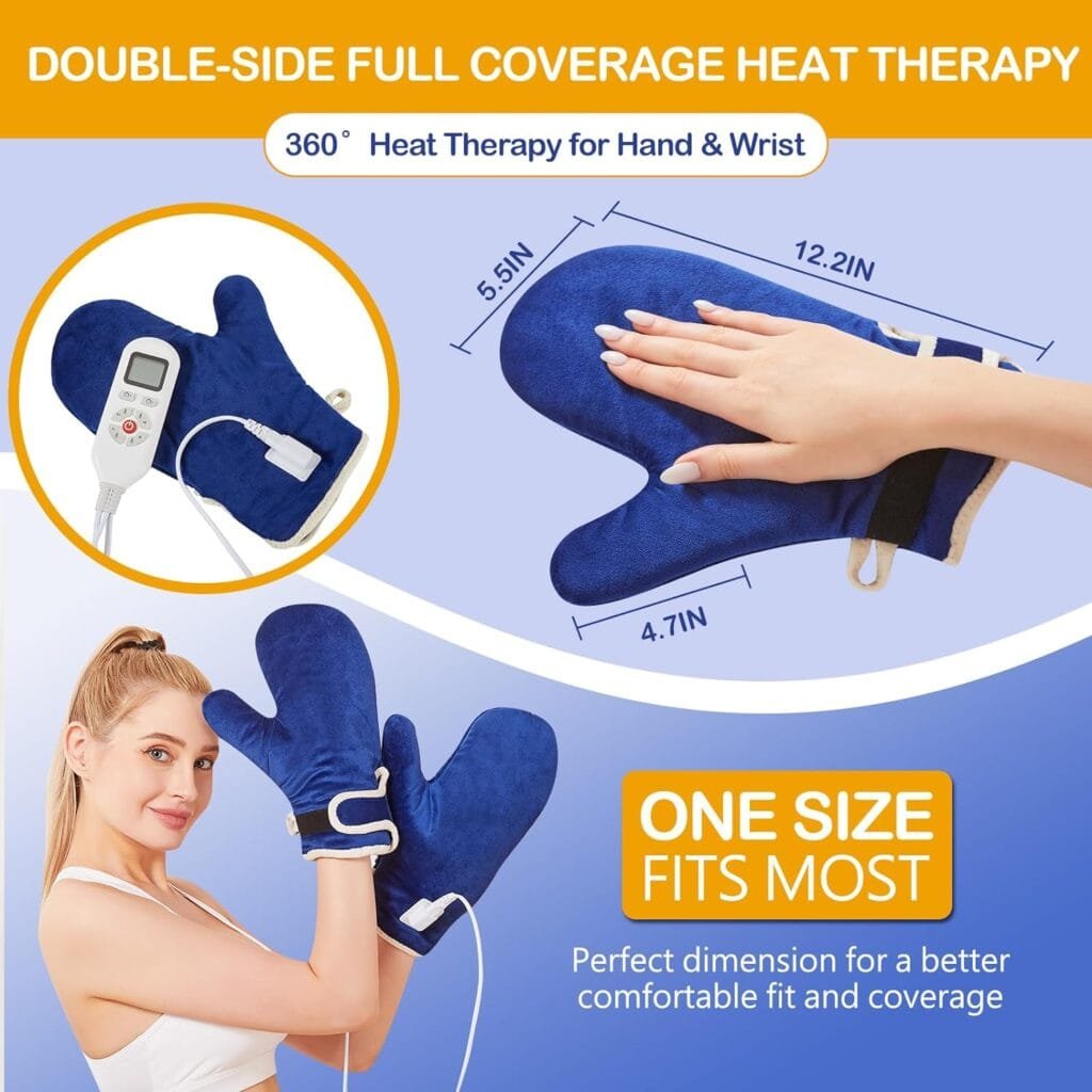 JOBYNA 2 Pack Electric Heated Gloves for Hand Pain Relief, 86-158℉ Fast Wrist/Fingers/Whole Hand Heating Pad, Auto Shut Off, Hand Warmer Ideal for Arthritis Pain Relief  Carpal Tunnel Relief