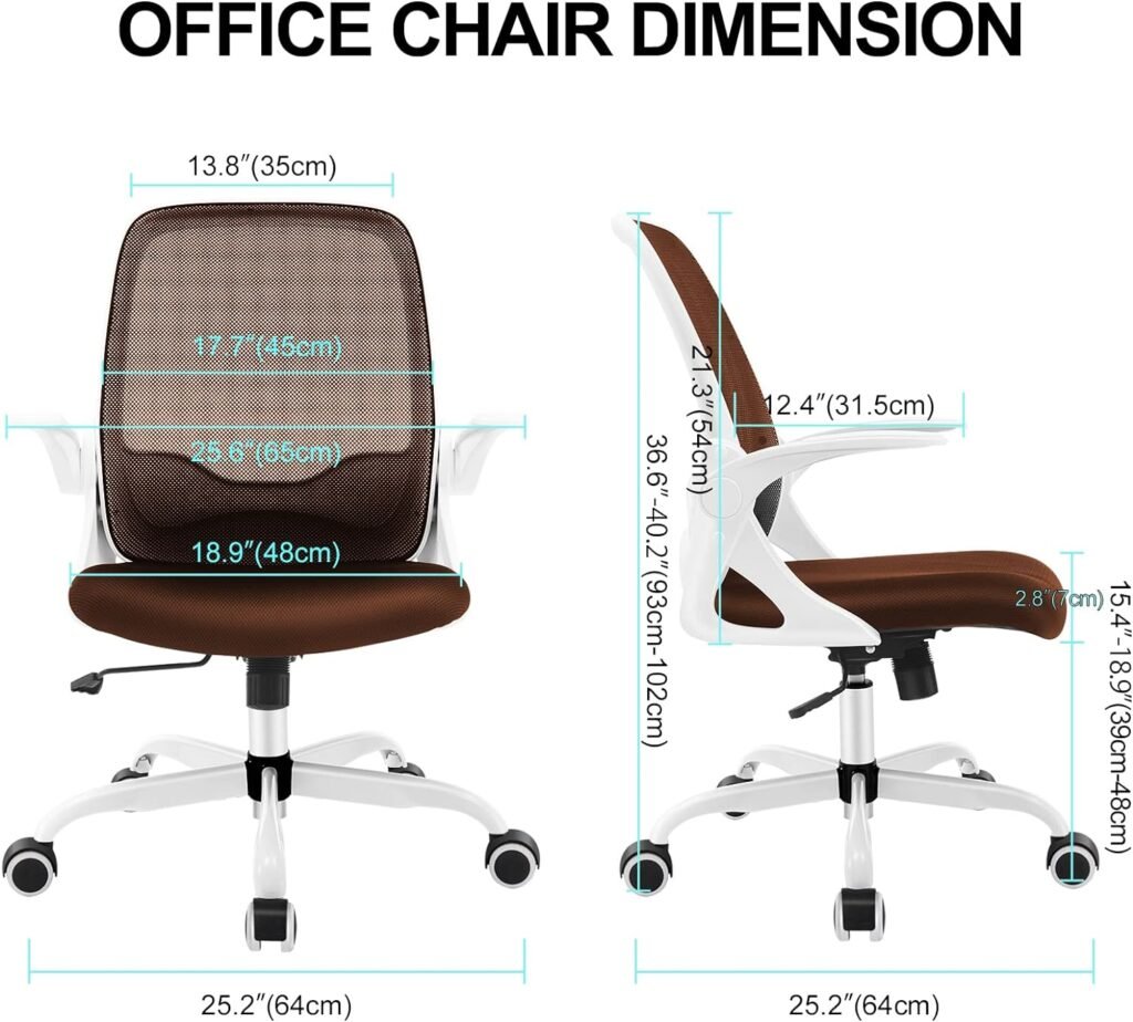 KERDOM Office Chair, Ergonomic Desk Chair, Breathable Mesh Computer Chair, Comfy Swivel Task Chair with Flip-up Armrests and Adjustable Height