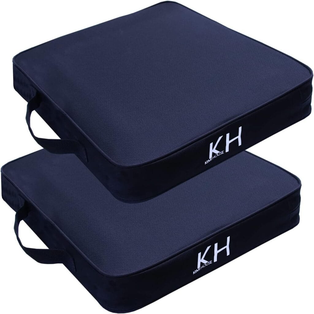 KIMI HOUSE 2 Pieces Black Indoor  Outdoor Chair Cushion, Boat Canoe Kayak Seat, Stadium Seating for Bleachers, Best for Camping, Bleachers, Sports Events