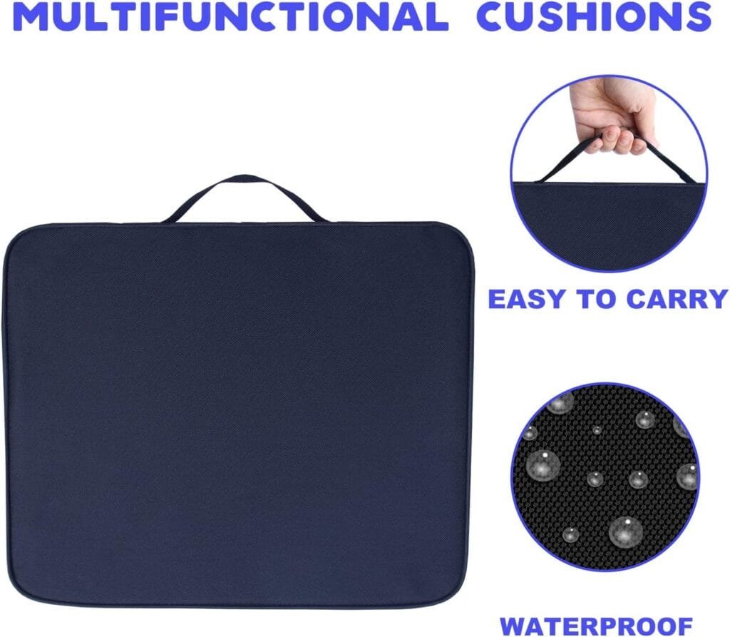 KIMI HOUSE 2 Pieces Black Indoor  Outdoor Chair Cushion, Boat Canoe Kayak Seat, Stadium Seating for Bleachers, Best for Camping, Bleachers, Sports Events