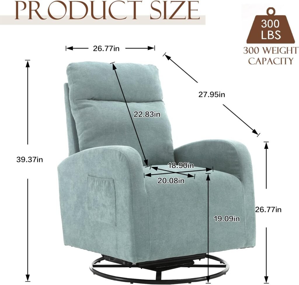 KINFFICT Modern Swivel Glider Chair, Upholstered Accent Glider Rocker for Baby Nursery, Comfy Tall Back Rocking Armchair with Side Pocket and Headrest for Living Room, Bedroom, White Teddy Fabric