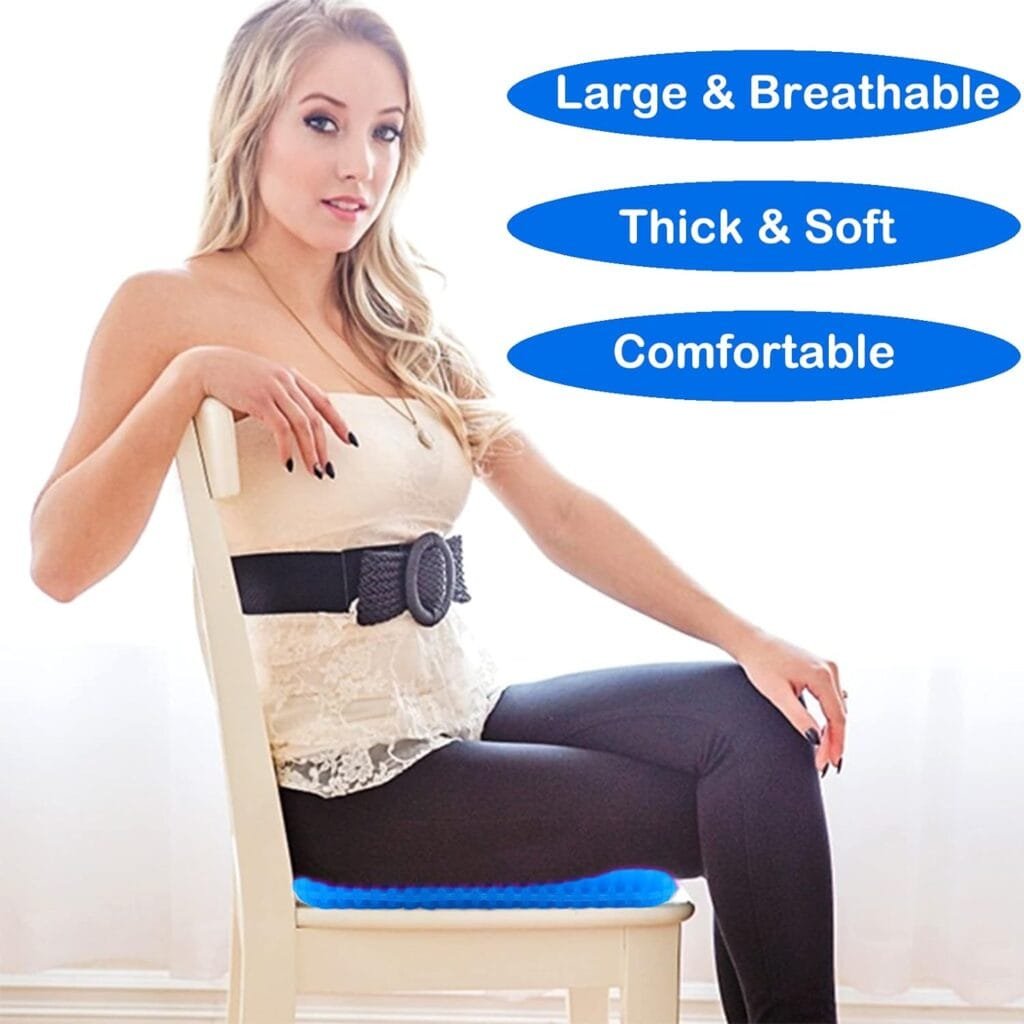 KMZZTCN Large Gel Seat Cushion for Long Sitting, Gel Cushion for Wheelchair Large  Thick, Gel Chair Cushion Soft  Cool, Breathable Gel Car Seat Cushion Reduce Sweat, Gel Pressure Relief Cushion