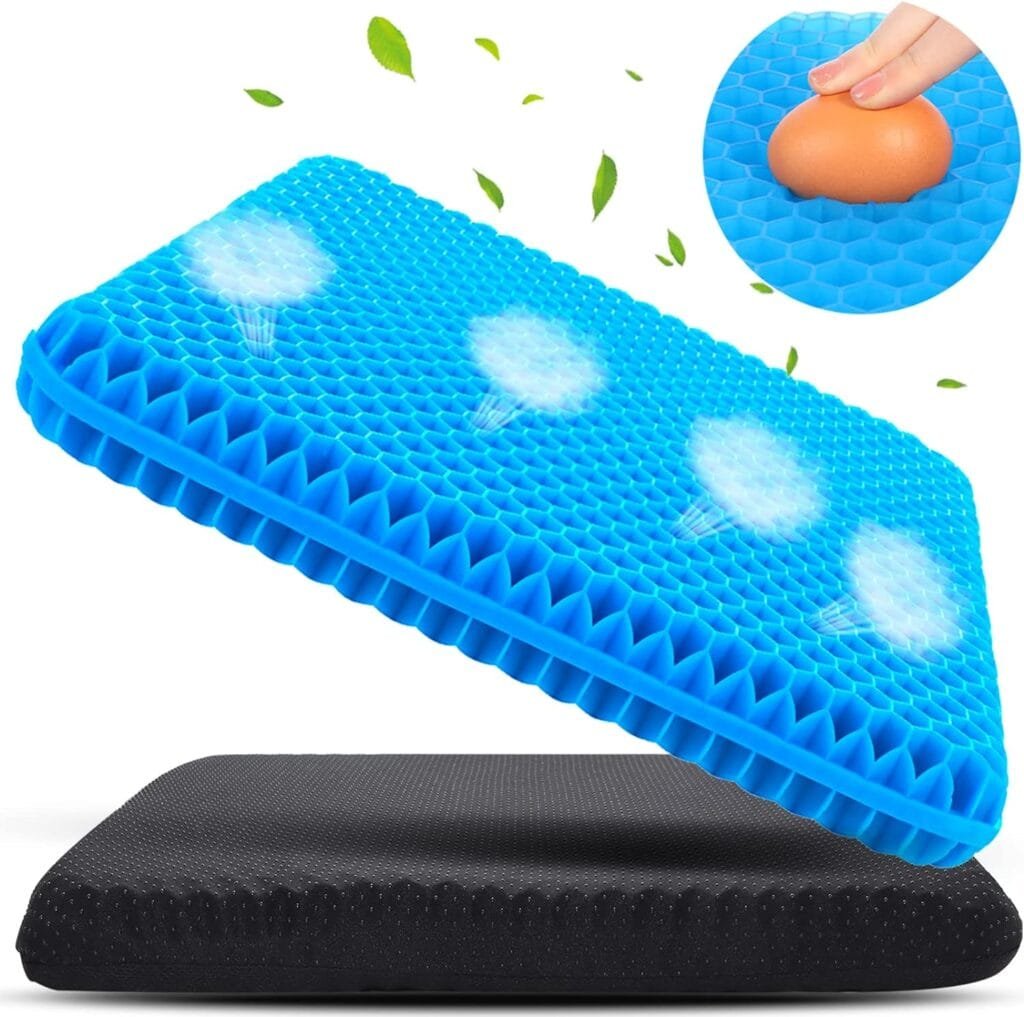 KMZZTCN Large Gel Seat Cushion for Long Sitting, Gel Cushion for Wheelchair Large  Thick, Gel Chair Cushion Soft  Cool, Breathable Gel Car Seat Cushion Reduce Sweat, Gel Pressure Relief Cushion