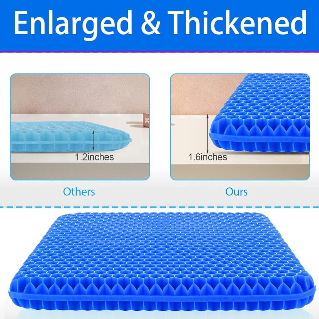 KMZZTCN Large Gel Seat Cushion for Long Sitting, Gel Cushion for Wheelchair Large  Thick, Gel Chair Cushion Soft  Cool, Breathable Gel Car Seat Cushion Reduce Sweat, Gel Pressure Relief Cushion