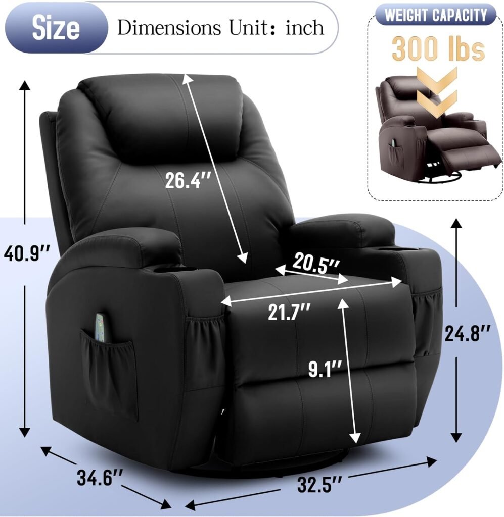 Korser Power Lift Recliner Chair for Elderly and Adults, Electric Recliner with Massage and Heating, Reclining Chair with Remote Control and Cup Holder, Faux Leather Reclining Sofa Chair