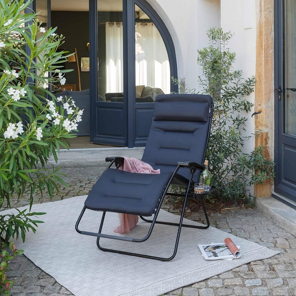 Lafuma Futura Air Comfort Zero Gravity Recliner (Taupe Grey) Padded Folding Outdoor Reclining Chair